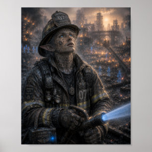 Mut / Feuerwehrmann / Brennendes Viertel Poster