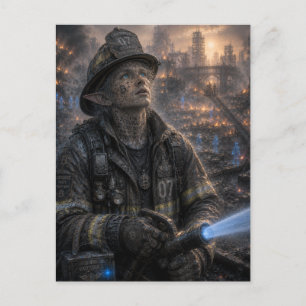 Mut / Feuerwehrmann / Brennendes Viertel Postkarte