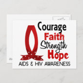 Mut, Glaube, Stärke, Hoffnung AIDS Postkarte (Vorne/Hinten)