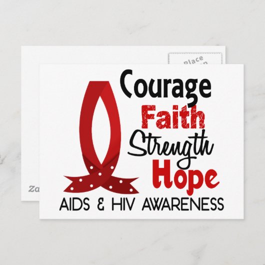 Mut, Glaube, Stärke, Hoffnung AIDS Postkarte (Vorne/Hinten)