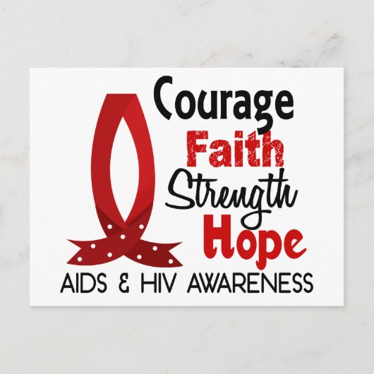 Mut, Glaube, Stärke, Hoffnung AIDS Postkarte (Vorderseite)