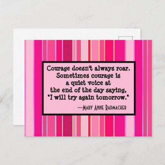 Mut rost nicht immer, Motivierend, rosa Postkarte (Vorne/Hinten)