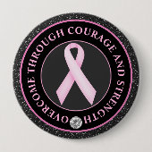 Mut und Stärke – Pink Ribbon Awareness Button (Vorderseite)