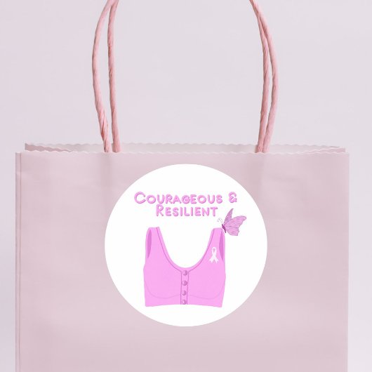 Mut und widerstandsfähiger Brustkrebs Runder Aufkleber