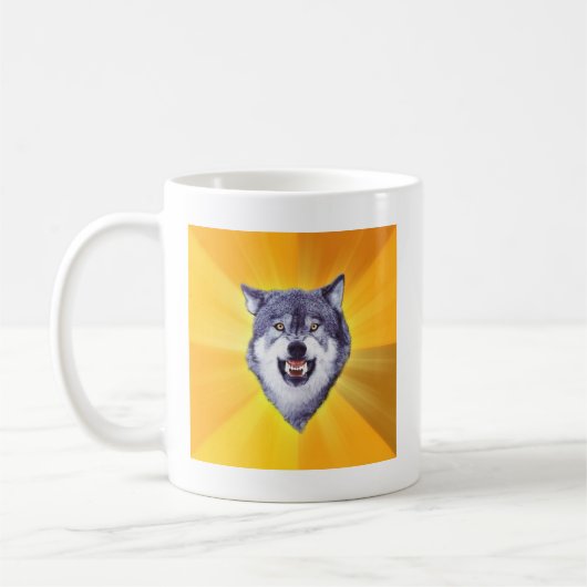 Mut-Wolf-Ratetierinternet Meme Kaffeetasse (Links)