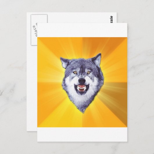 Mut-Wolf-Ratetierinternet Meme Postkarte (Vorne/Hinten)