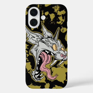 Mutant Demon Cat Horror Grunge Camouflage iPhone 16 Hülle