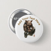 Mutant Pig Warrior - Cyberpunk Butcher mit Ketten Button (Vorne & Hinten)