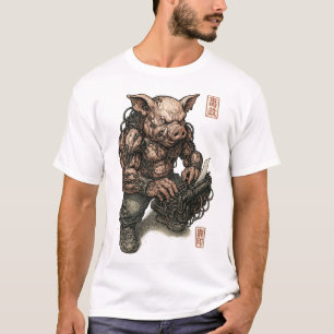 Mutant Pig Warrior - Cyberpunk Butcher mit Ketten T-Shirt