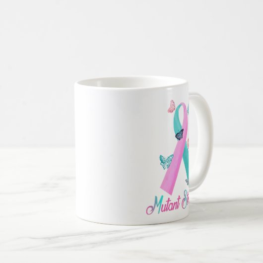Mutant stark mit rosa/aquamarinem Band Kaffeetasse (VorderseiteRechts)
