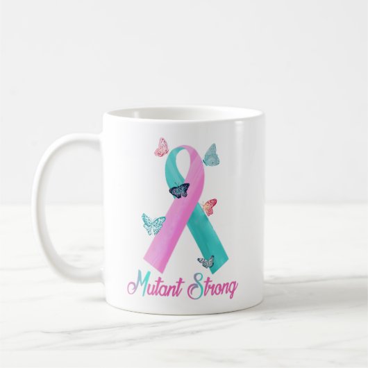 Mutant stark mit rosa/aquamarinem Band Kaffeetasse (Links)