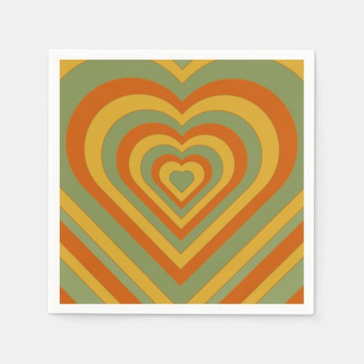 Mutation Green Groovy Retro Layered Heart Serviette (Vorderseite)