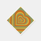 Mutation Green Groovy Retro Layered Heart Serviette (Ecke)