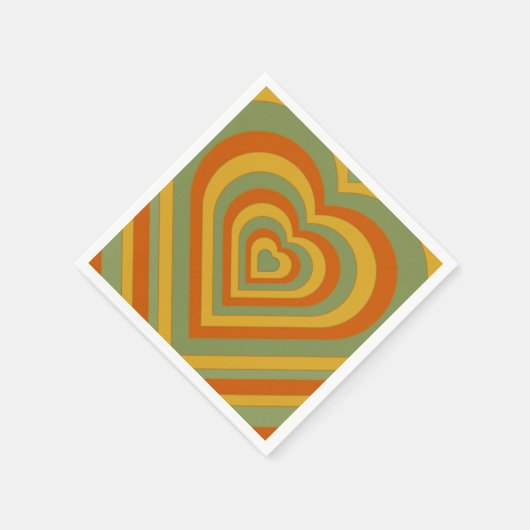 Mutation Green Groovy Retro Layered Heart Serviette (Ecke)