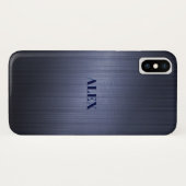 Mute blaue Metallbürste Aluminium-Look Case-Mate iPhone Hülle (Rückseite (Horizontal))