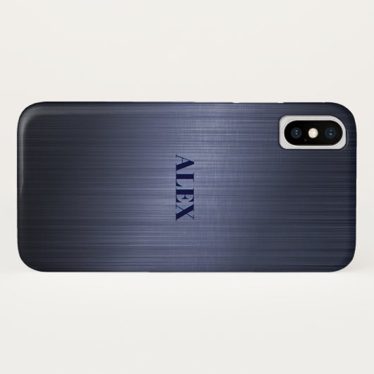 Mute blaue Metallbürste Aluminium-Look Case-Mate iPhone Hülle (Rückseite (Horizontal))