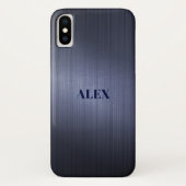 Mute blaue Metallbürste Aluminium-Look Case-Mate iPhone Hülle (Rückseite)