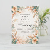 Mute Blossom Winter Romance Wedding Einladung (Stehend Vorderseite)