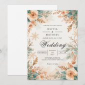 Mute Blossom Winter Romance Wedding Einladung (Vorne/Hinten)