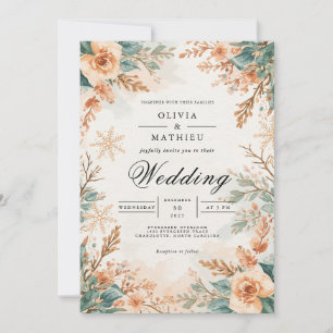 Mute Blossom Winter Romance Wedding Einladung