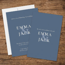 Mute Blue Minimal Wedding Einladung