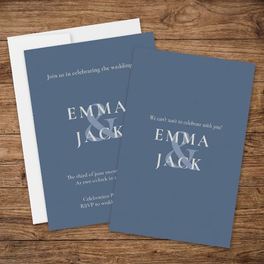 Mute Blue Minimal Wedding Einladung