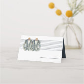 Mute Blue Two Grooms Anzug und Bow Krawatte Hochze Platzkarte (Rückseite)