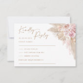 Mute Blush Tropical Boho Pampas Wedding RSVP Karte (Vorderseite)