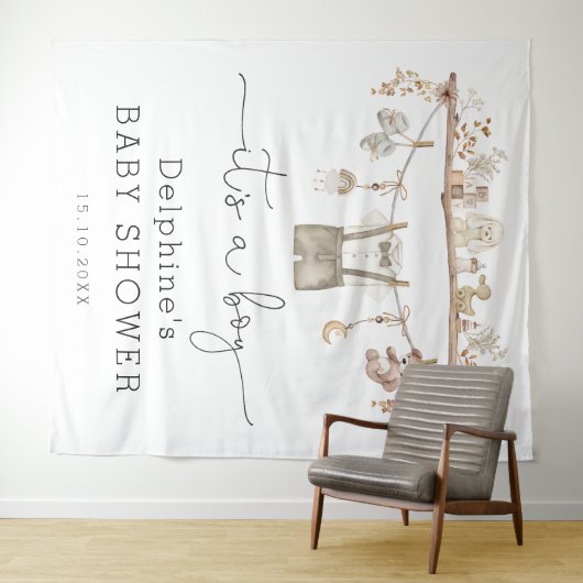 Mute Boho Little Man Boy Baby Dusche Willkommen Wandteppich (Beispiel (Horizontal))