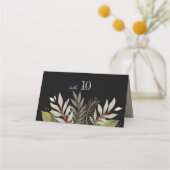 Mute Botanicals Theme | Schwarz | Hochzeit Platzkarte (Rückseite)