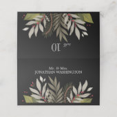 Mute Botanicals Theme | Schwarz | Hochzeit Platzkarte (Außenseite Aufgefaltet)