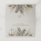 Mute Botanicals Theme | Tan| Hochzeit Platzkarte (Außenseite Aufgefaltet)