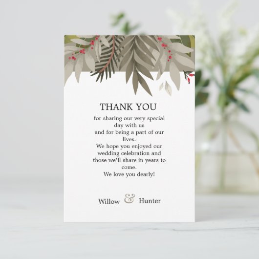 Mute Botanische Hochzeit Danke (Stehend Vorderseite)