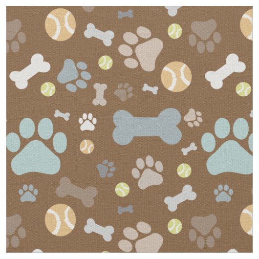 Mute braune Dog Paw Druckmuster Stoff (Nahaufnahme)