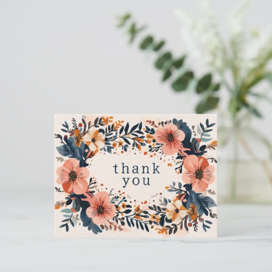 Mute Chic Florals CUSTOM DANKE Postkarte (Stehend Vorderseite)