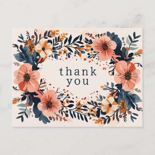 Mute Chic Florals CUSTOM DANKE Postkarte (Vorderseite)