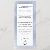 🌊 Mute Dusty Blue sogar \ Wasserfarbe Strand Hoch Menükarte (Vorderseite)