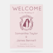 Mute Dusty Rose Willkommen mit weichem Skript Acrylschild (Vorderseite)