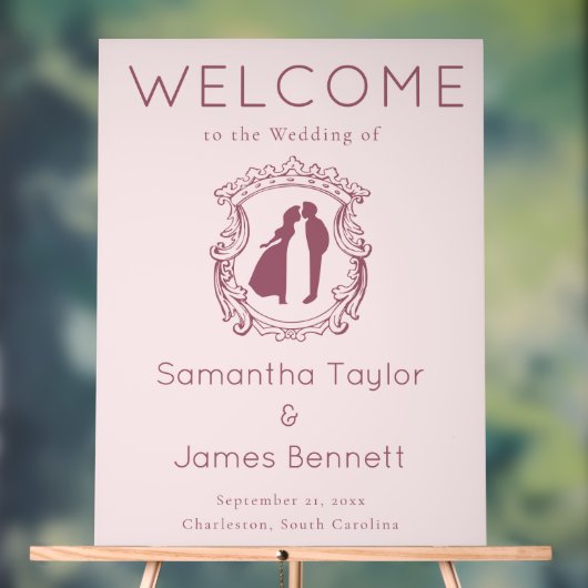 Mute Dusty Rose Willkommen mit weichem Skript Acrylschild (Neutral)