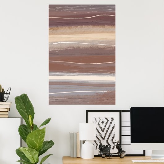 Mute earth tones plum Minimalistische Abstrakte Ku Poster (Heimbüro)