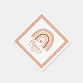Mute Earthy Tone Boho Rainbow Erster Geburtstag Serviette (Ecke)