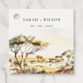 Mute Earthy Watercolor Afrikanische Landschaft Hoc Geschenkanhänger (Vorderseite)