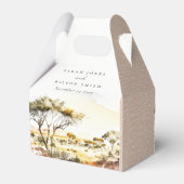 Mute Earthy Watercolor Afrikanische Landschaft Hoc Geschenkschachtel (Rückseite)