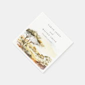 Mute Earthy Watercolor Afrikanische Landschaft Hoc Serviette (Ecke)