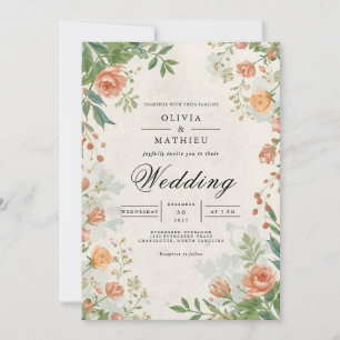 Mute Floral Archway Romance Wedding Einladung