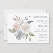 Mute Floral Bouquet | Blue Cream Pink Wedding Einladung (Vorderseite)