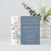 Mute Floral Garland | Pastel Blue Cream Wedding Einladung (Stehend Vorderseite)