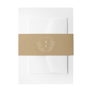 Mute Gold Minimal Cherry Blossom Monogram Wappen Einladungsbanderole