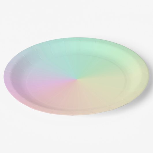Mute Gradient Ombre Rainbow Pastel Ästhetische Pappteller (Schrägansicht)