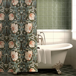 Mute Green Pimpernel William Morris Floral Duschvorhang